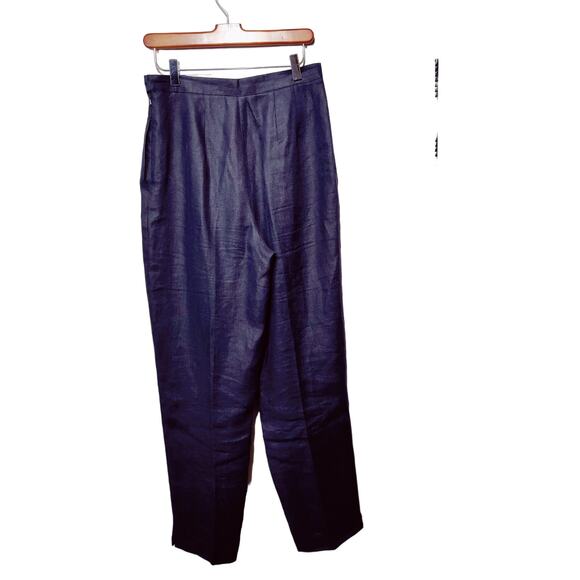 Vintage Talbots Sz 8 Black Irish Linen Trousers High Rise Relaxed Fit Pants - Picture 6 of 6